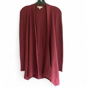 EILEEN FISHER Open Front Asymmetrical Ribbed Cardigan Long Burgundy Luxe | Sz S